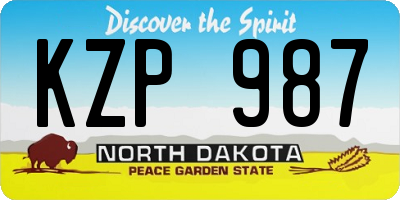 ND license plate KZP987