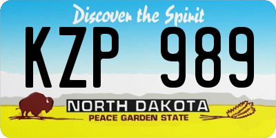 ND license plate KZP989