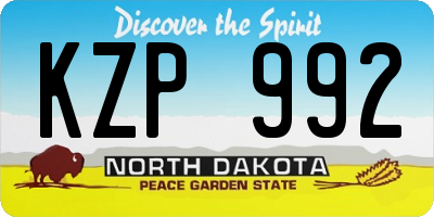 ND license plate KZP992