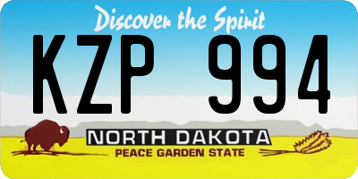 ND license plate KZP994