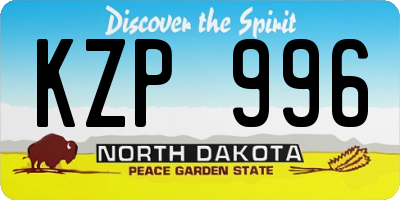 ND license plate KZP996