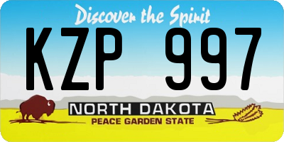 ND license plate KZP997