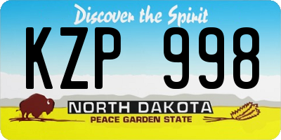 ND license plate KZP998