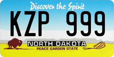 ND license plate KZP999