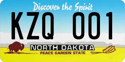 ND license plate KZQ001