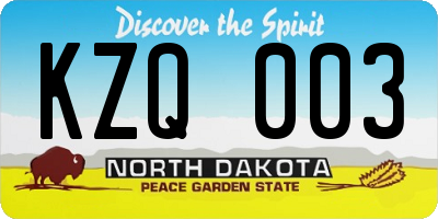 ND license plate KZQ003