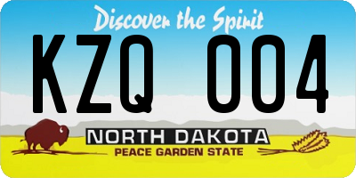 ND license plate KZQ004