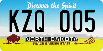 ND license plate KZQ005