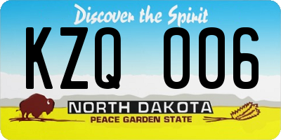 ND license plate KZQ006