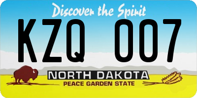 ND license plate KZQ007