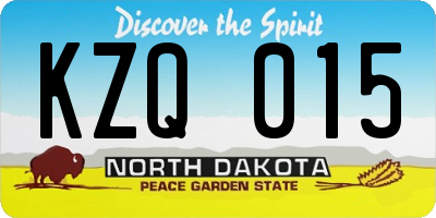 ND license plate KZQ015