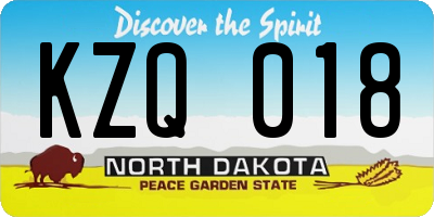ND license plate KZQ018
