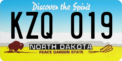 ND license plate KZQ019