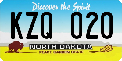 ND license plate KZQ020
