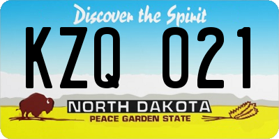 ND license plate KZQ021