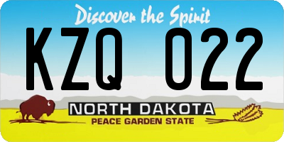 ND license plate KZQ022