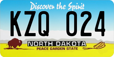 ND license plate KZQ024