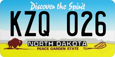 ND license plate KZQ026