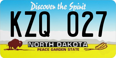 ND license plate KZQ027