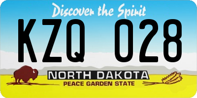 ND license plate KZQ028