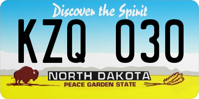 ND license plate KZQ030