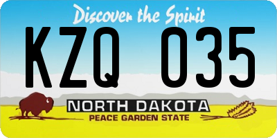 ND license plate KZQ035