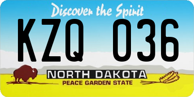 ND license plate KZQ036