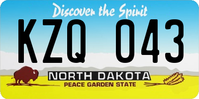 ND license plate KZQ043