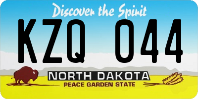 ND license plate KZQ044