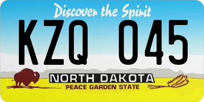 ND license plate KZQ045