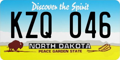 ND license plate KZQ046
