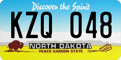 ND license plate KZQ048
