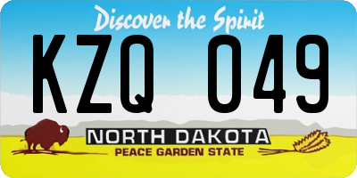 ND license plate KZQ049