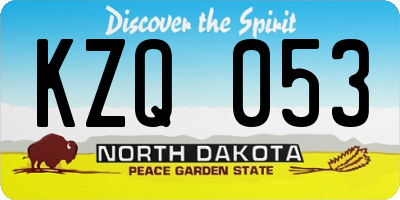 ND license plate KZQ053