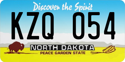 ND license plate KZQ054