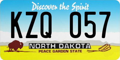 ND license plate KZQ057
