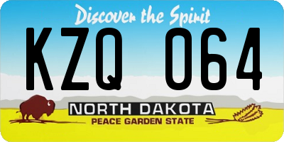 ND license plate KZQ064