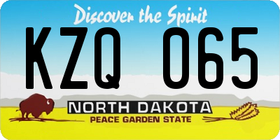 ND license plate KZQ065