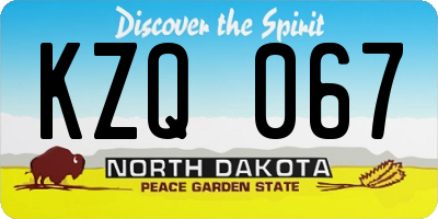 ND license plate KZQ067