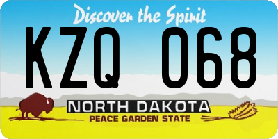 ND license plate KZQ068