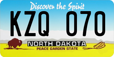ND license plate KZQ070