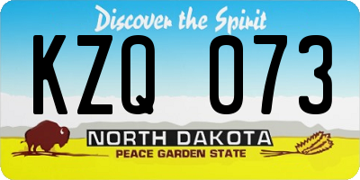 ND license plate KZQ073
