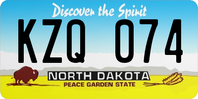 ND license plate KZQ074