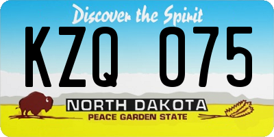 ND license plate KZQ075