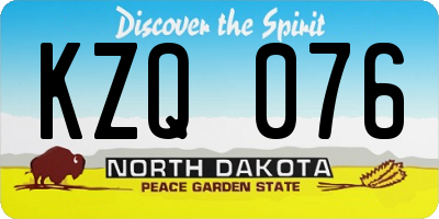 ND license plate KZQ076