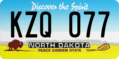 ND license plate KZQ077