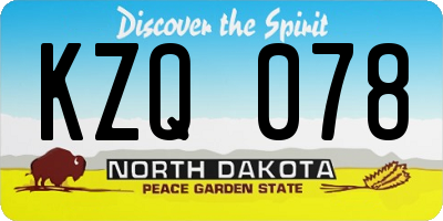 ND license plate KZQ078