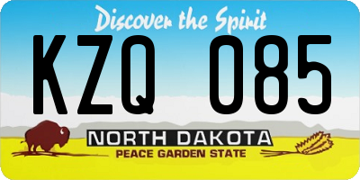 ND license plate KZQ085