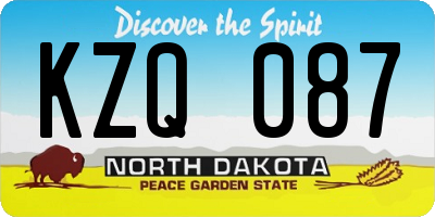 ND license plate KZQ087