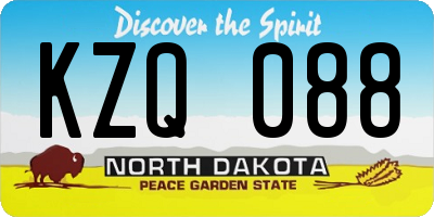 ND license plate KZQ088